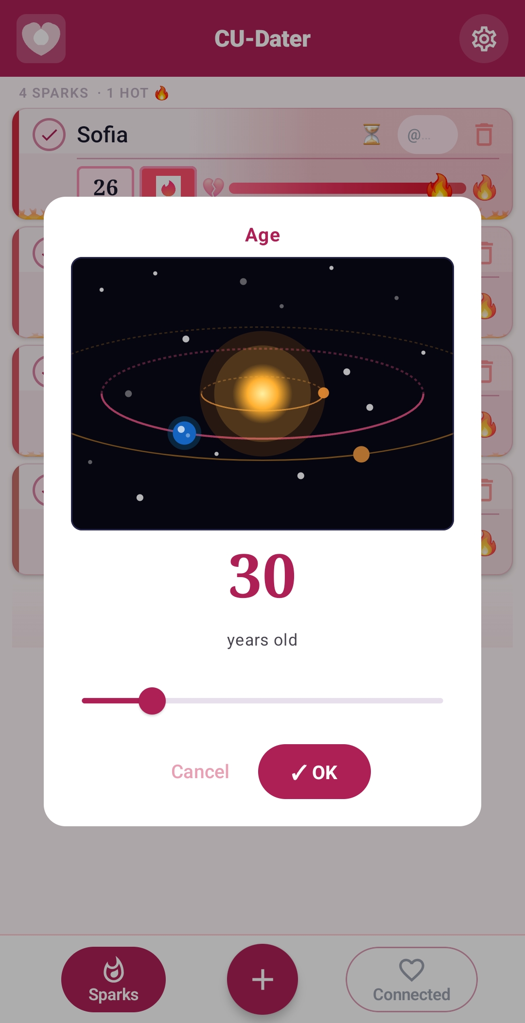Solar system age picker